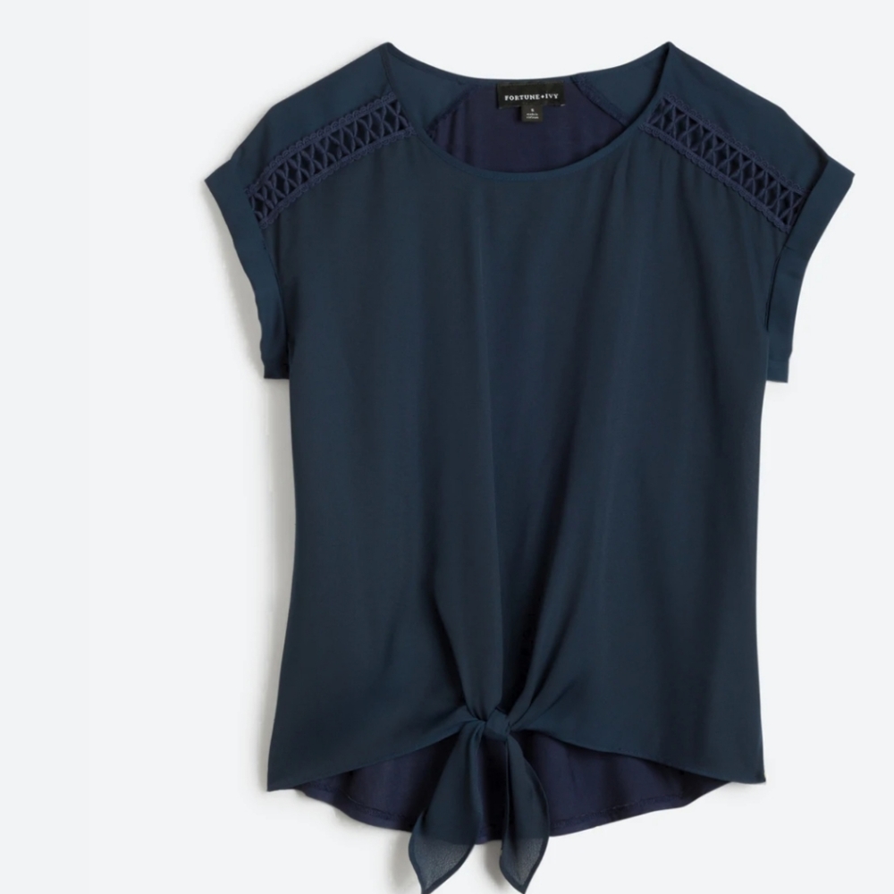 Tabitha Crochet Mixed Material Blouse